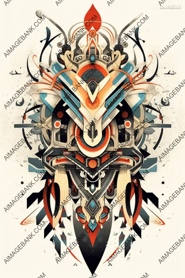 Vintage tattoo design with abstract elements