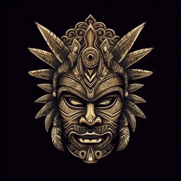 Tribal warrior mask with intricate details