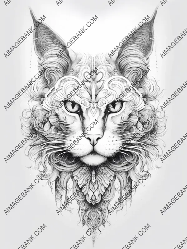 White Background Cat Lineart