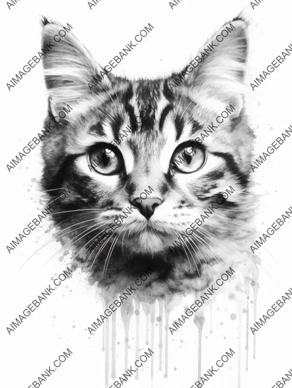 Clean White Background Cat Art