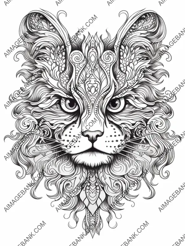 Cat Line Art on White