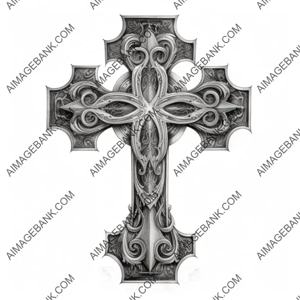 Cross Tattoo Design in Monochrome