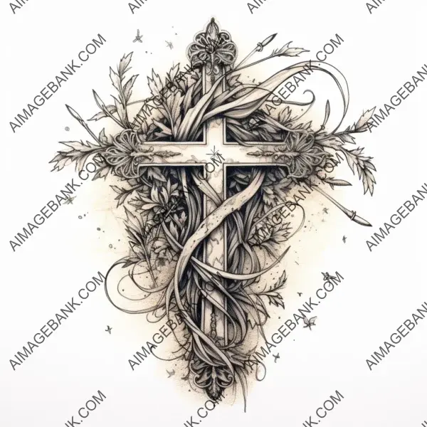 Tattoo-Style Cross Illustration