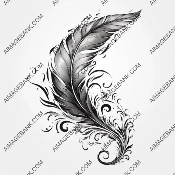 Feather tattoo designs elegant pattern