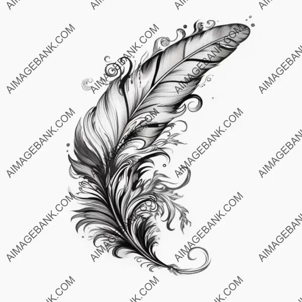 Feather tattoo designs flowing lines