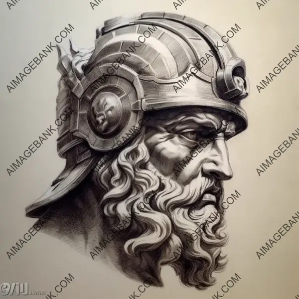 Gladiator helmet pen art bold lines