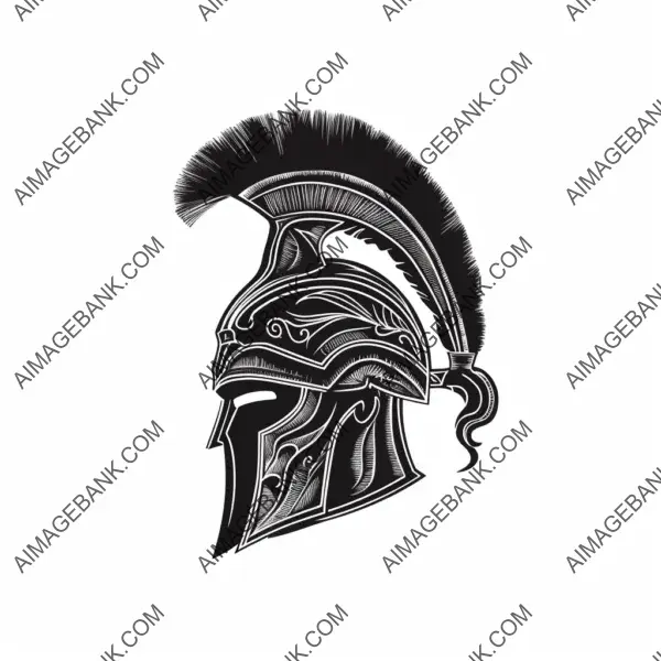 Greek helmet clean outline minimalist design