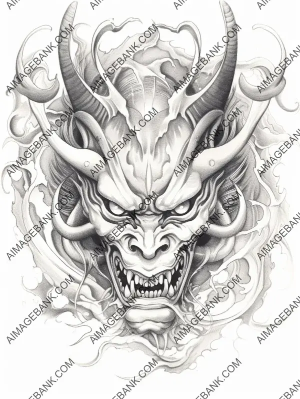 Hannya mask koi black ink