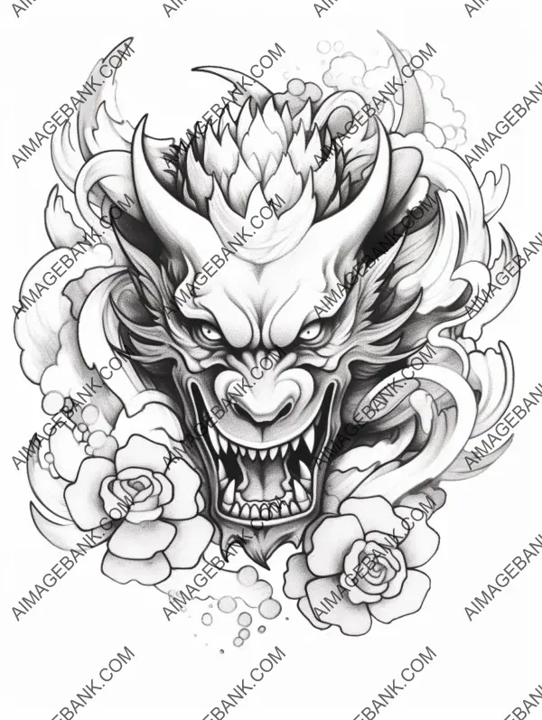 Hannya mask koi black design