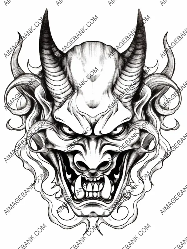 Hannya mask koi black tattoo