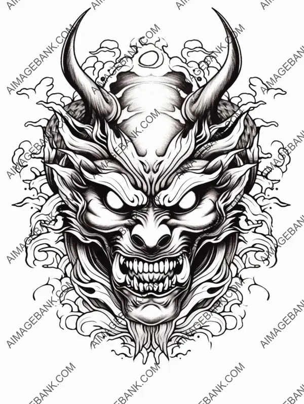 Hannya mask koi black art