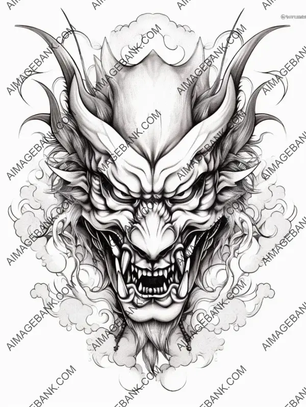 Hannya mask koi black style