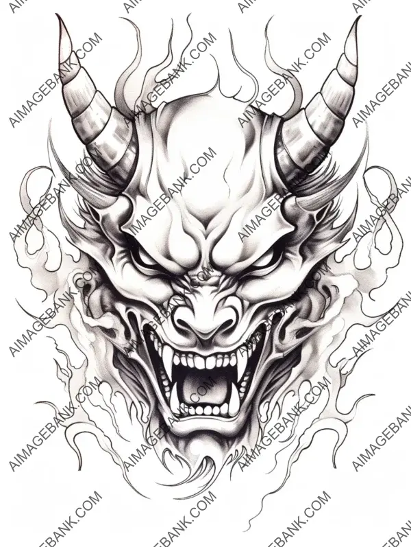 Hannya mask koi black illustration