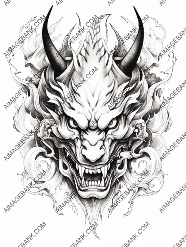 Hannya mask koi black symbol