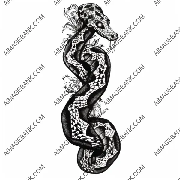 Intricate tattoo stencil snake intricate design