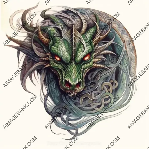 Runic dragon tattoo design