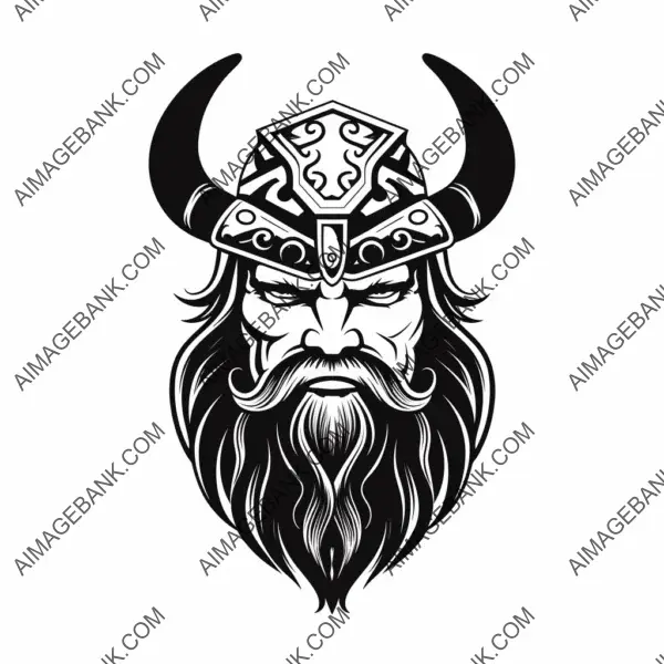 Powerful presence: A Viking tattoo design featuring thick black and white outlines and smooth edges.