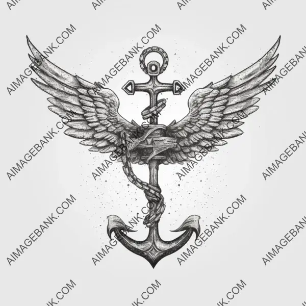 Expressive freedom: A realistic tattoo design featuring anchor wings.