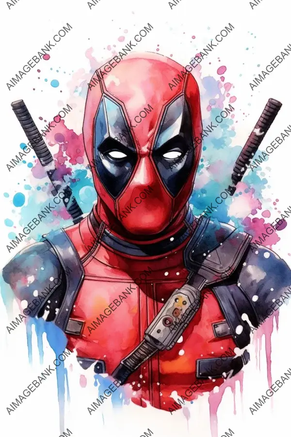 Colorful Deadpool Tattoo Design by Alena Lang