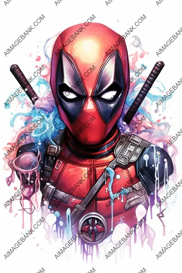 Whimsical Deadpool Tattoo Design by Alena Lang