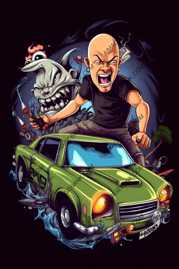 Vibrant Caricature: Fast and Furious 2D Game Art