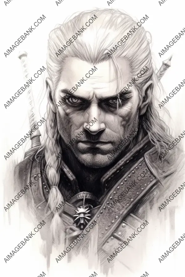 Whimsical Geralt of Rivia Tattoo Design by Alena Lan