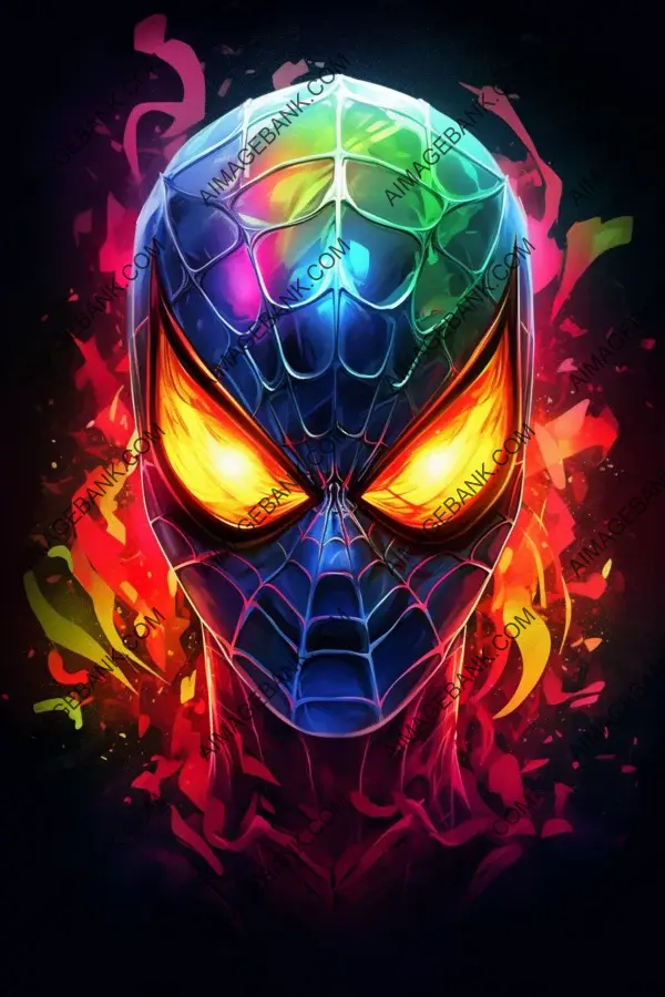 Spiderman Head: Colorful Ink Design