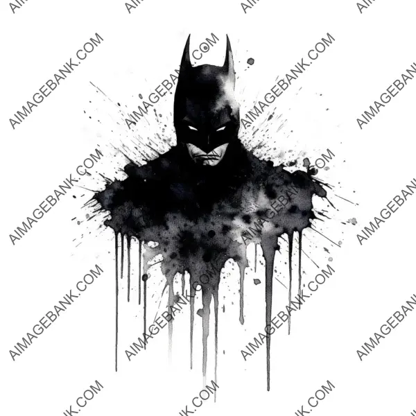 Black and White Ink Dripping Batman