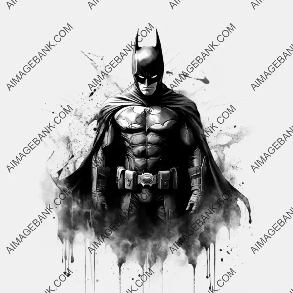 Ink-Drenched Batman Design in Monochrome