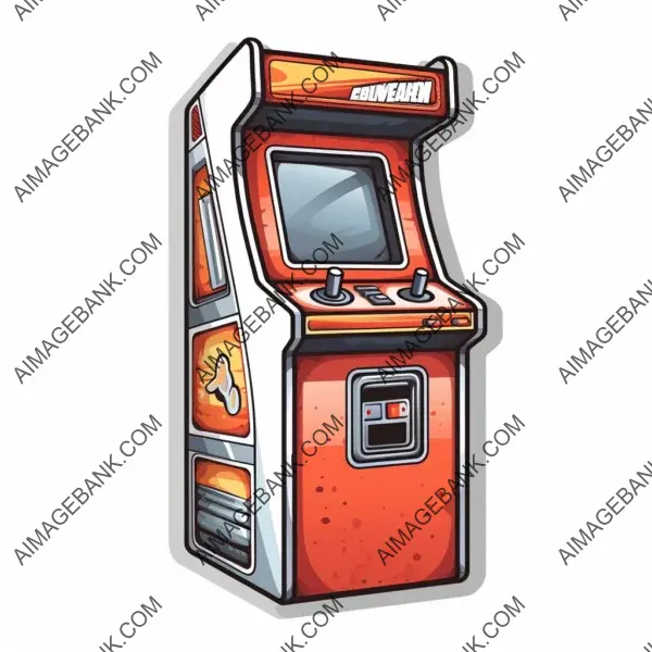 Vector Sticker: Arcade Cabinet on Clean White Background