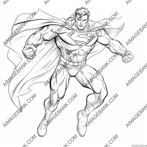 Entire Screen Filled with Outlines: Superman Drawn with Outline Technique