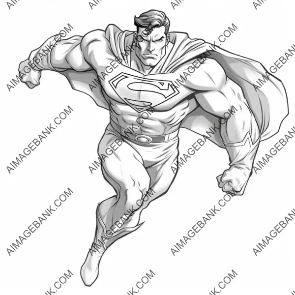 Outlines-Only: Superman Drawn to Fill the Entire Screen