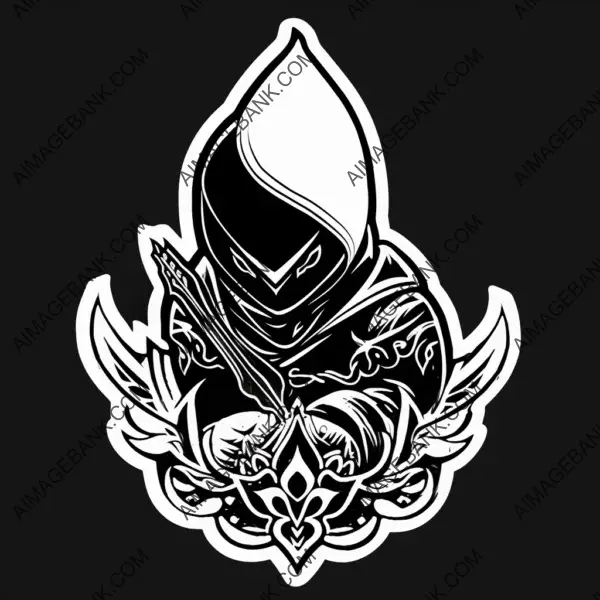 Clean Black Sticker: Simple Thief Dagger without Shadows