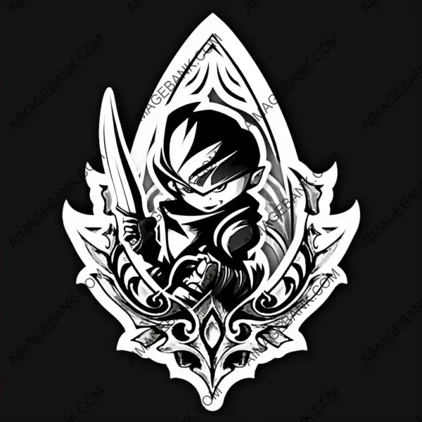 Black Sticker: Simple Dagger without Shadows, Symbolizing a Thief