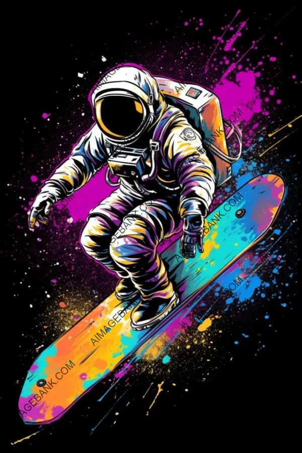 Rainbow Colored Astronaut: Skateboard Space