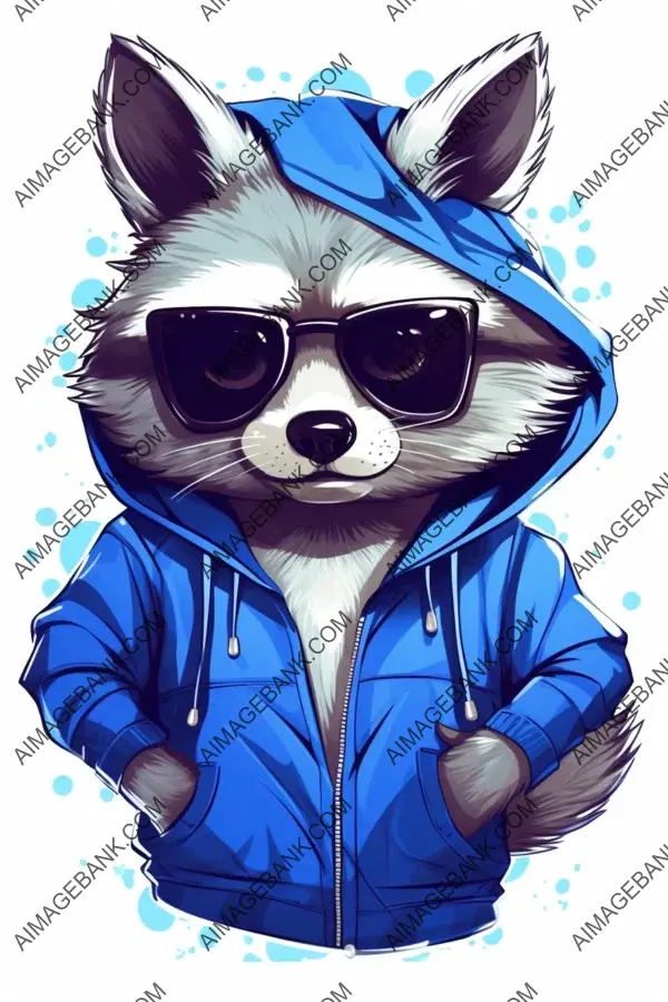 Sunglasses: Raccoon in Royal Blue Hoodie