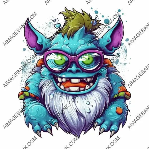 Graffiti Vector Sticker Art: Nerdy Cartoon Monster