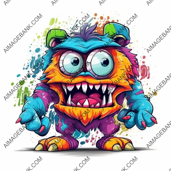 Graffiti Vector Sticker Art: Unique Cartoon Monster