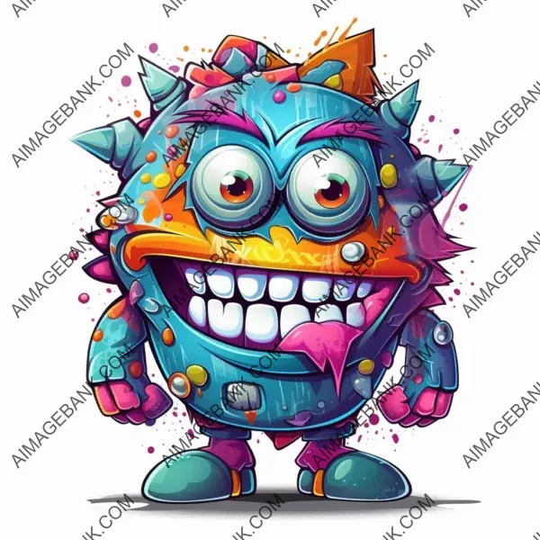 Unique Cartoon Monster: Graffiti Vector Sticker Art