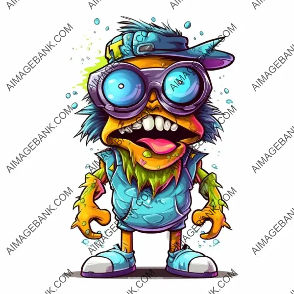 Cool Cartoon Monster: Graffiti Vector Sticker Art