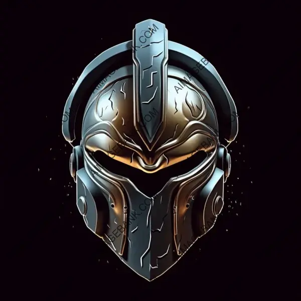 Shimmering Pride: 2D UHD Tattoo of a Spartan Helmet Logo with Metallic Brilliance