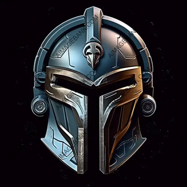 Radiant Warrior: 2D UHD Tattoo of a Spartan Helmet Logo with Metallic Flair