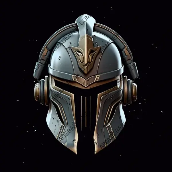 Metallic Strength: 2D UHD Tattoo of a Spartan Helmet Logo with a Shining Look