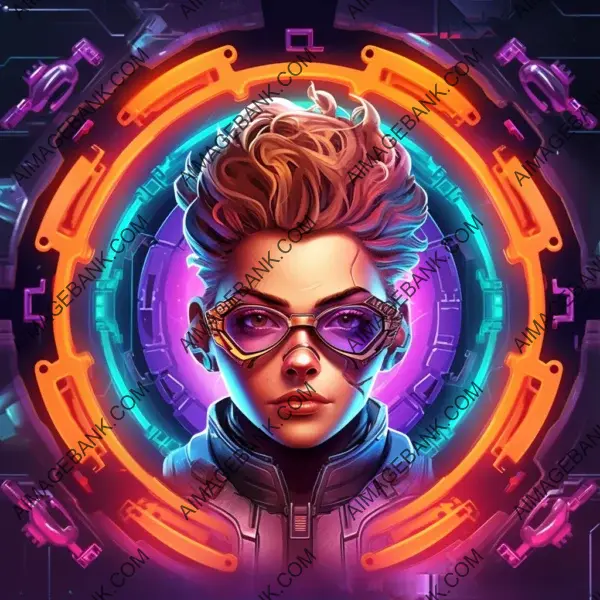 Geek Chic: Cyberpunk Medallion Design Featuring a Game Icon