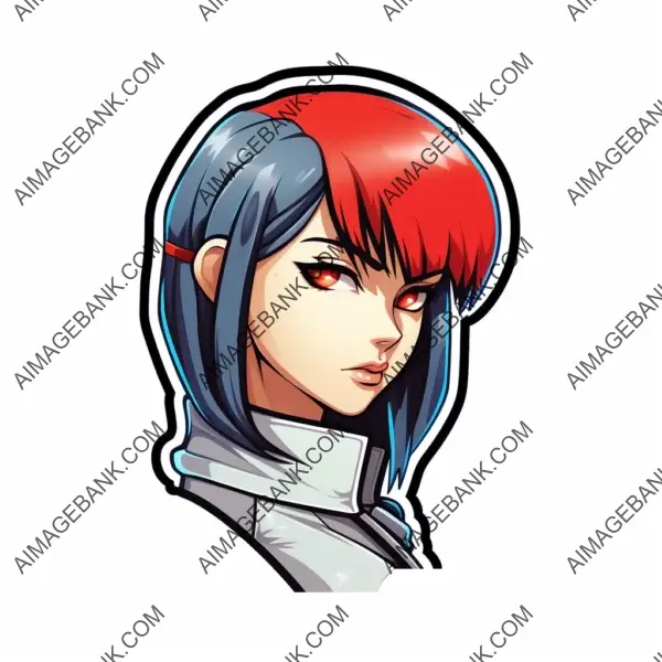 Geeky Flair: Die-Cut Sticker with Cyberpunk and Anime Inspiration on a White Background