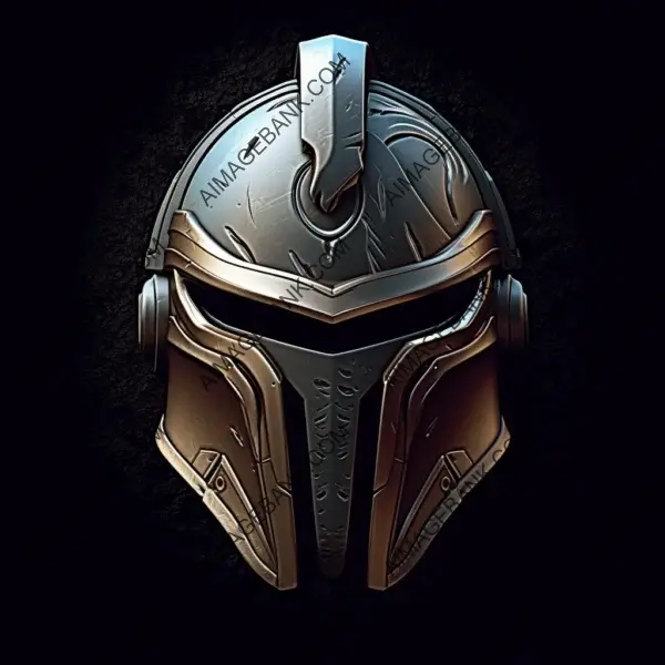 Metallic Marvel: 2D UHD Tattoo of a Spartan Helmet Logo with a Metallic Look