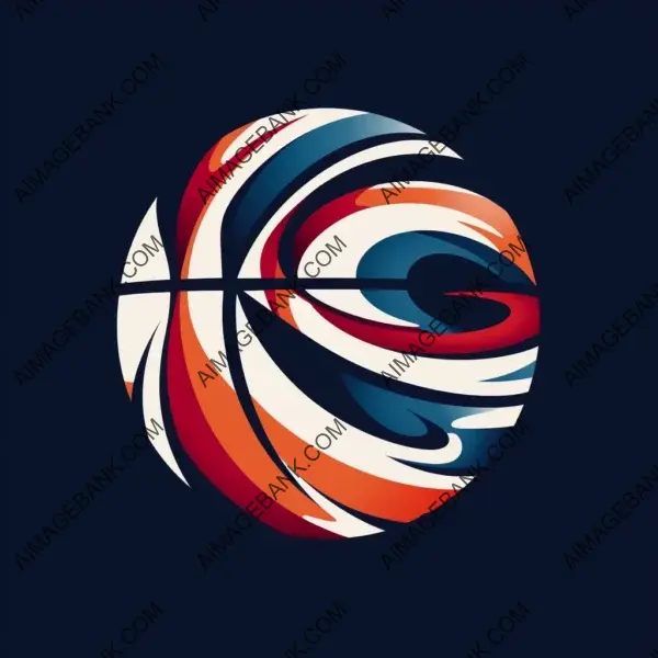 White basketball logo with black lines