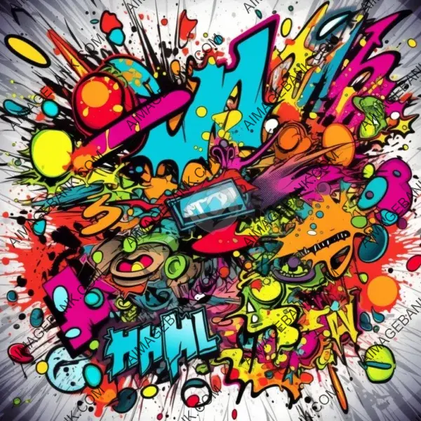 Realistic comic-style graffiti art with vibrant neon colors