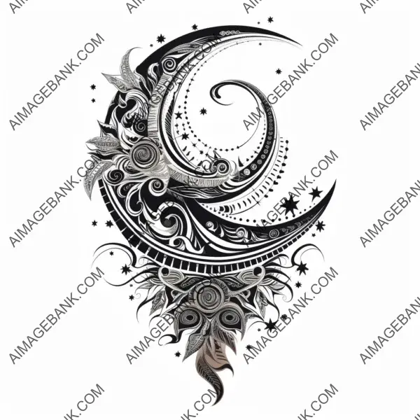 Vector illustration of tribal moon on white background