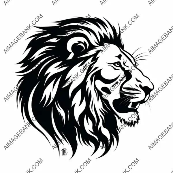 Fierce Lion Profile: Negative Stencil Art